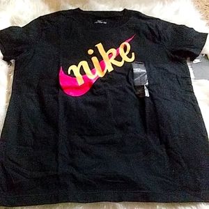 Nike girls tee size L. Black/ pink and gold logo